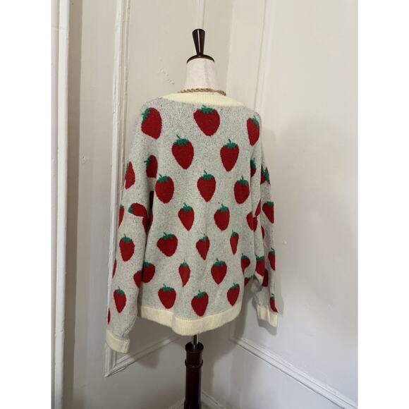 Lisa Says Gah Knit Sweater Strawberrie Mock Neck Drop Shoulder Size XL/2XL - Picture 2 of 4